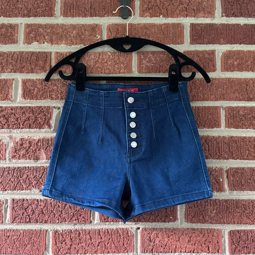 GUESS High-Waisted Button Fly Stretch Denim Jean Shorts Size 24 0 NWOT